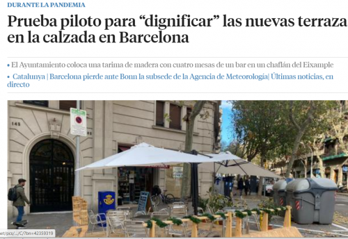  La Vanguardia 新聞12月に掲載されたテラス席を設置したという記事より