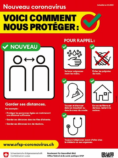 スイス政府による、『新型コロナ』予防対策ポスター
