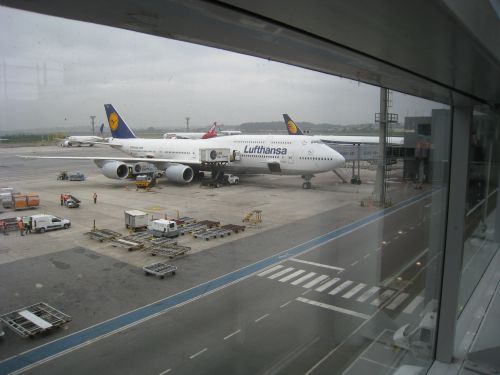 サンパウロからフランクフルト空港に着いたルフトハンザ航空のジャンボジェット機（２０１９年１１月）